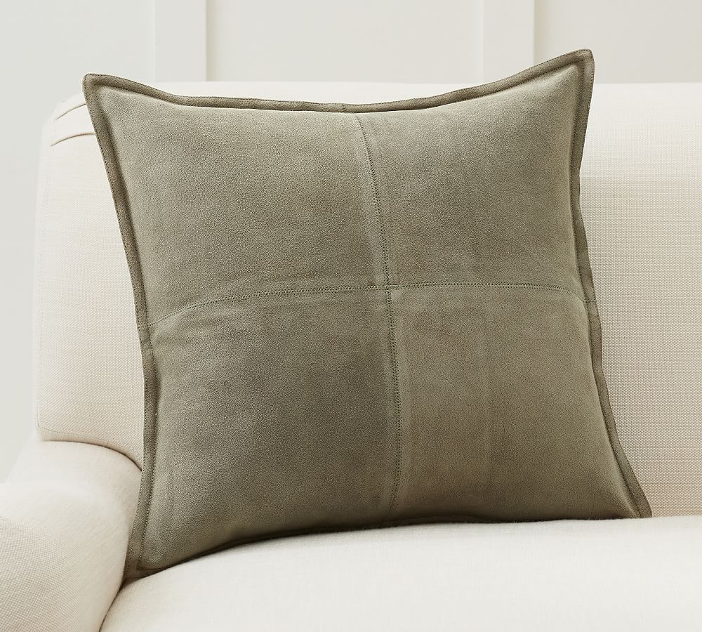 Online Designer Living Room Pieced Suede Pillow Cover, 20", Cypress