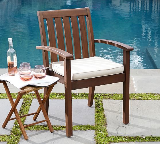 Sunbrella® Piped Outdoor Dining Chair Cushion - Solid | Pottery Barn
