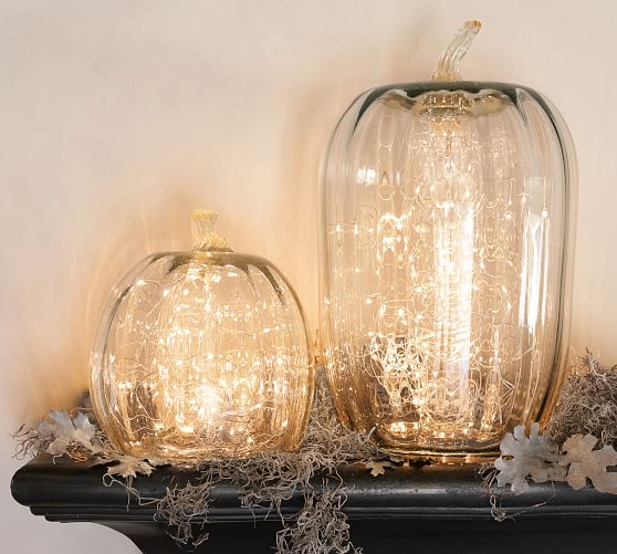 Recycled Glass Pumpkin Candle Cloches | Pottery Barn