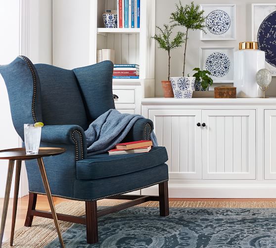 Thatcher Upholstered Wingback Chair | Pottery Barn