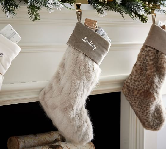 Faux Fur Stocking With Velvet Cuff | Pottery Barn