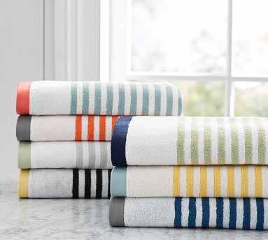 Marlo Stripe Organic Bath Towels | Pottery Barn