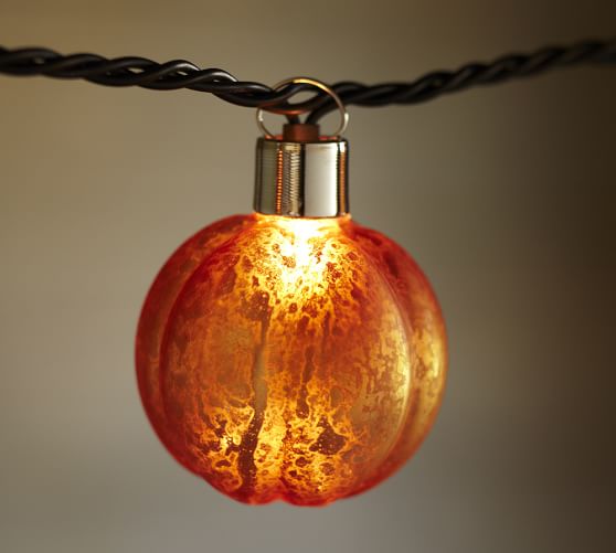Orange Mercury Glass Pumpkin String Lights | Pottery Barn