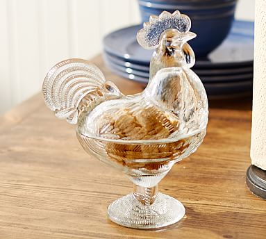 Rooster Glass Lidded Bowl | Pottery Barn