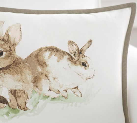 Pasture Spring Bunny Print Lumbar Pillow Cover | Pottery Barn