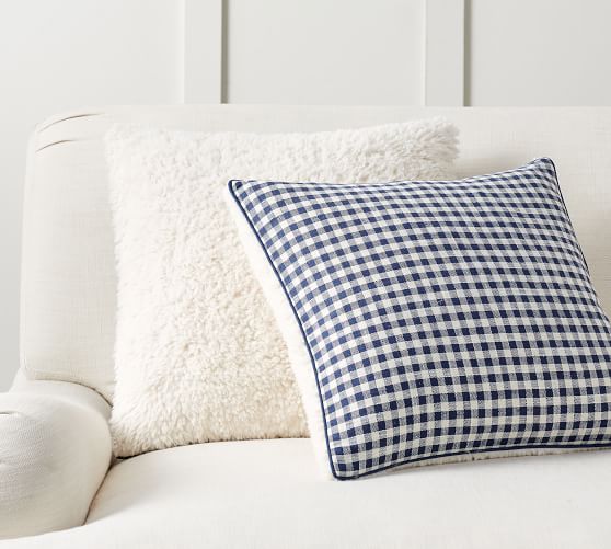 Mini Gingham Sherpa Reversible Pillow Cover | Pottery Barn