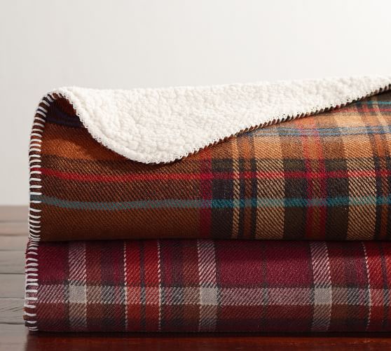 Plaid Sherpa Throw | Pottery Barn