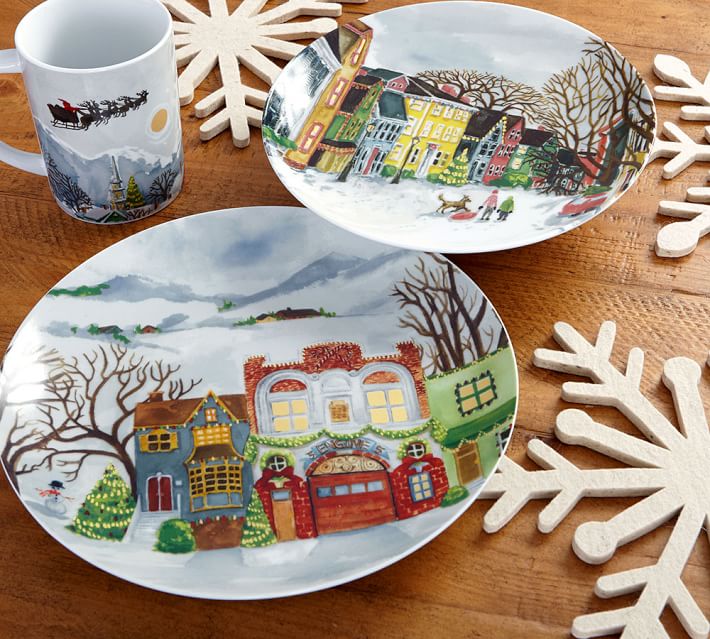 Winter Village 12-Piece Dinnerware Set | Pottery Barn