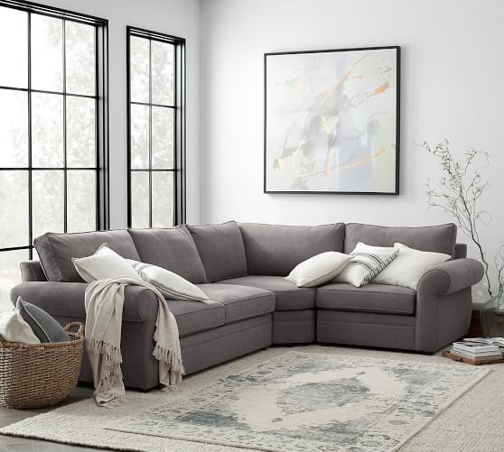 Pearce Roll Arm Upholstered 3 Piece Wedge Sleeper Sectional Sofa