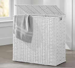 white double laundry basket