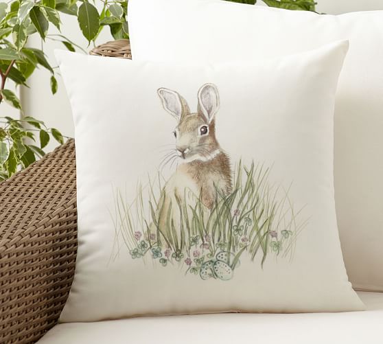 Clover Bunny Indoor Outdoor Pillow Pottery Barn