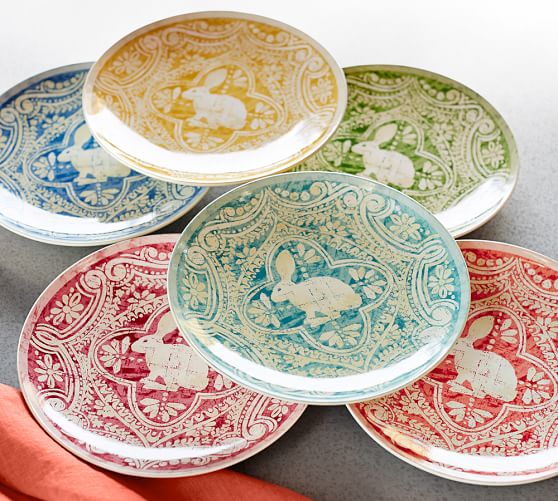 Graphic Bunny Plate Set Of 4 Pottery Barn