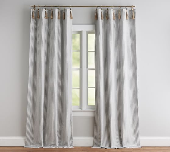 The Emily Meritt Ticking Stripe Curtain With Hook And Tassel