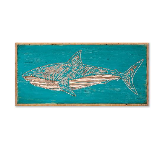 Shark Carved Wood Wall Art Coastal Wall Art Pottery Barn