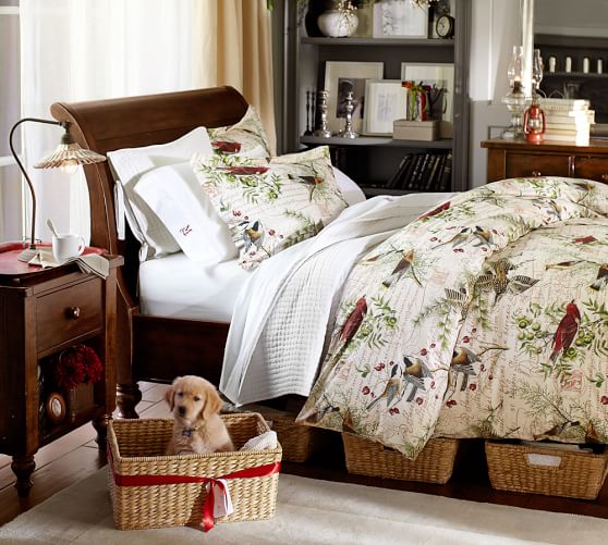 Winter Bird Patterned Duvet Cover Sham Pottery Barn