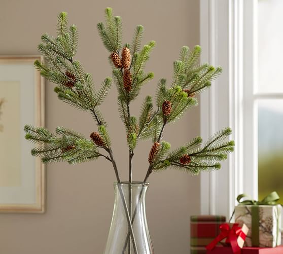 Faux Pine Branch Artificial Flowers Pottery Barn