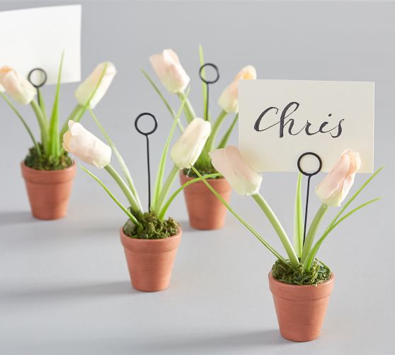 Tulip Potted Plant Place Card Holders Set Of 4 Pottery Barn