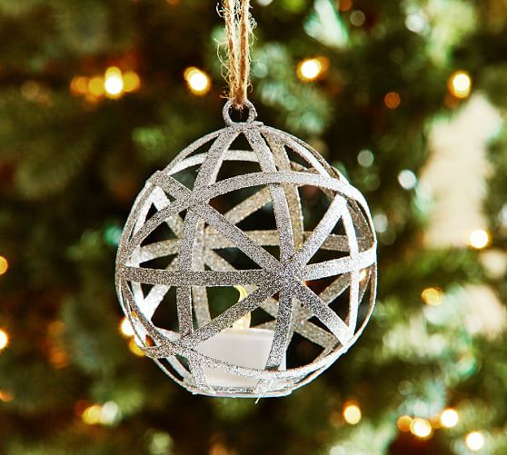 Lit Glitter Lattice Ball Christmas Ornament Pottery Barn