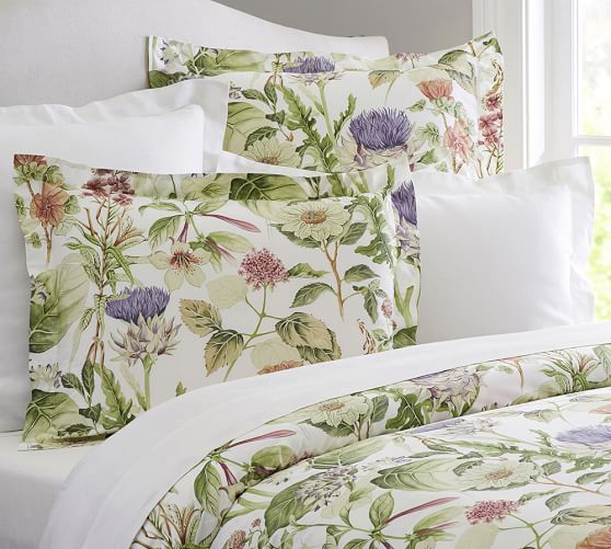 Thistle Floral Print Organic Patterned Duvet Cover Sham