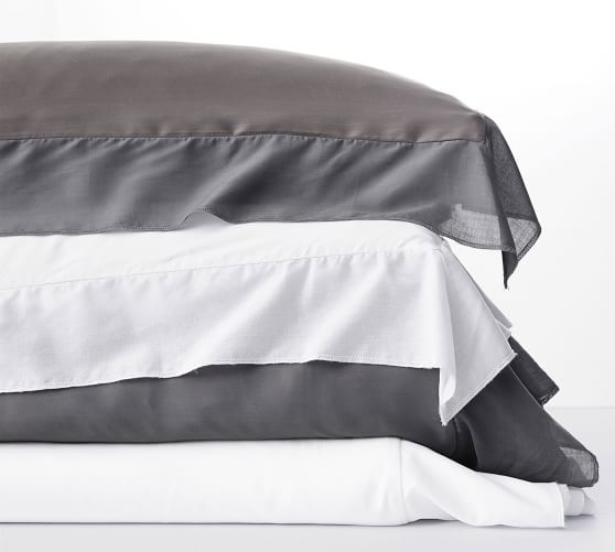 Tencel Voile Flange Solid Duvet Cover Charcoal Pottery Barn