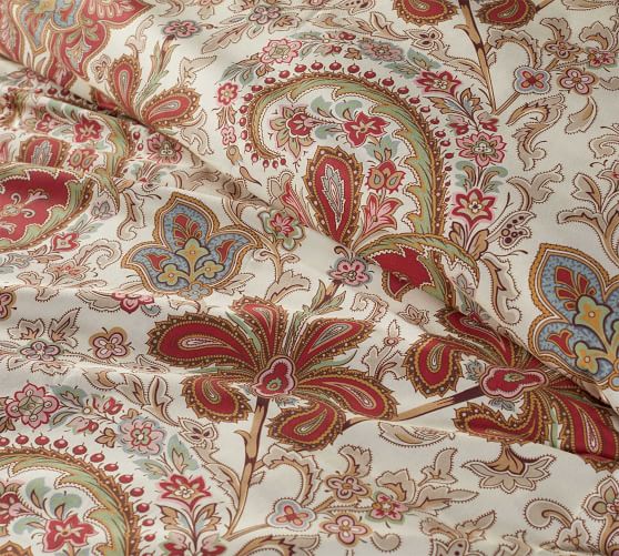 Charlie Paisley Organic Patterned Duvet Cover Red Pottery Barn