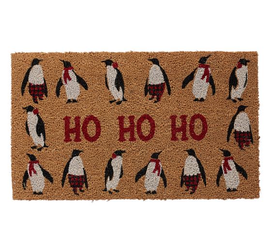 Ho Ho Ho Penguins Doormat | Pottery Barn