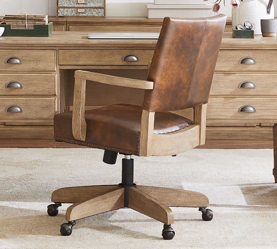 Manchester Leather Swivel Desk Chair Pottery Barn