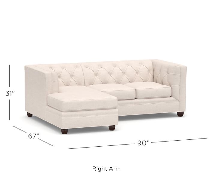 Chesterfield Square Arm Upholstered 2-Piece Sectional With Chaise ...